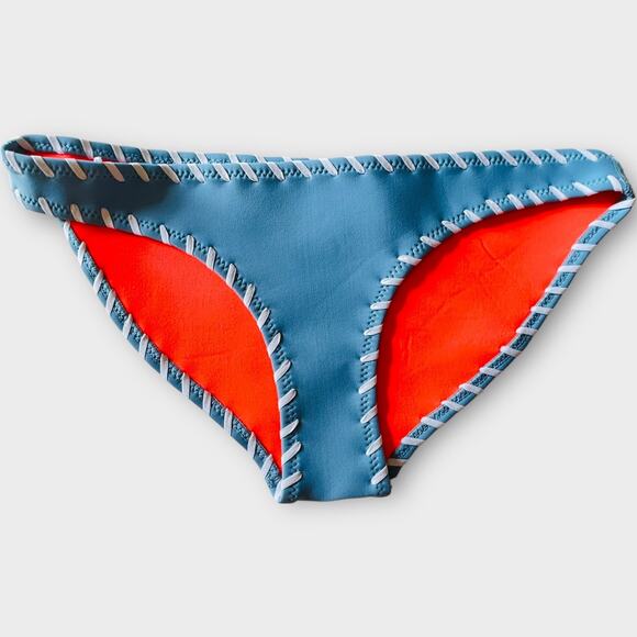 Triangl Neoprene Crochet Stitch Farrah Dusty Blue Bikini Bottom XS - Picture 2 of 11